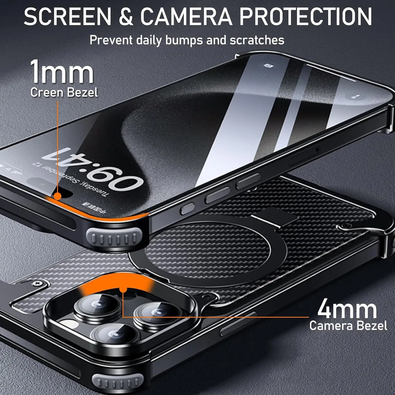 Hot Aluminum Alloy Carbon Fiber Metal Case for iPhone 16 Pro Max With 360 Magnetic Invisible Ring Stand Cover for iPhone 16 Pro He471499eced04fe1959a1077d527a3537