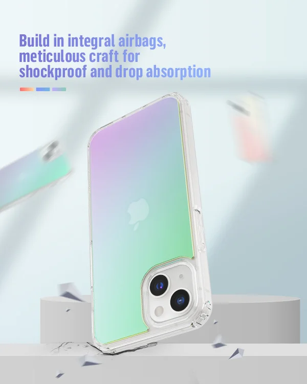 BLUEO New Gradient Ultra Thin Drop Resistance Cell Phone Case TPU PC Shockproof Mobile Phone Cover for iPhone 12 iPhone 13