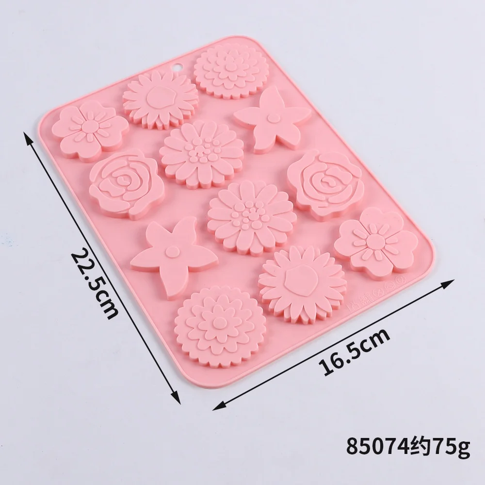 12 cavity different flower shapes cake mold candy chocolate moon christmas style silicone cake mold baking tools