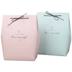 Cheap Blue Bag Cheap Wholesale Cute Pink Blue Paper Box Sweet Birthday Party Wedding Gift Bag