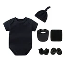 Baby Clothes Unisex Short Sleeve Plain Infant 6pcs 100% Cotton Newborn Baby Bodysuit Gift Box Baby Romper
