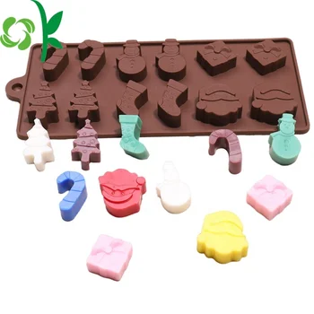 OKSILICONE Hot Sale 12 Cavity Silicone Christmas Silicone Candy Chocolate Mold for Making Soap Silicone Candle Mold