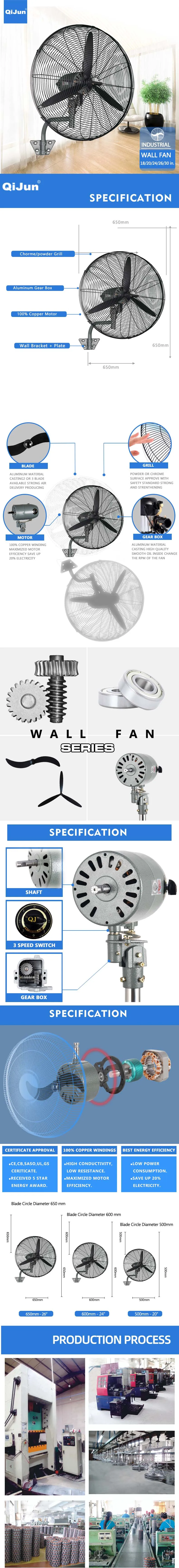 Industrial Wall Mounted Fan, Guarantee18'', 20'', 24'', 26'' - detail 4