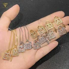 Bling Jewelry Iced Out Charming Necklace Lock And Key Diamond Earring Necklace Gold Plated Jewelry