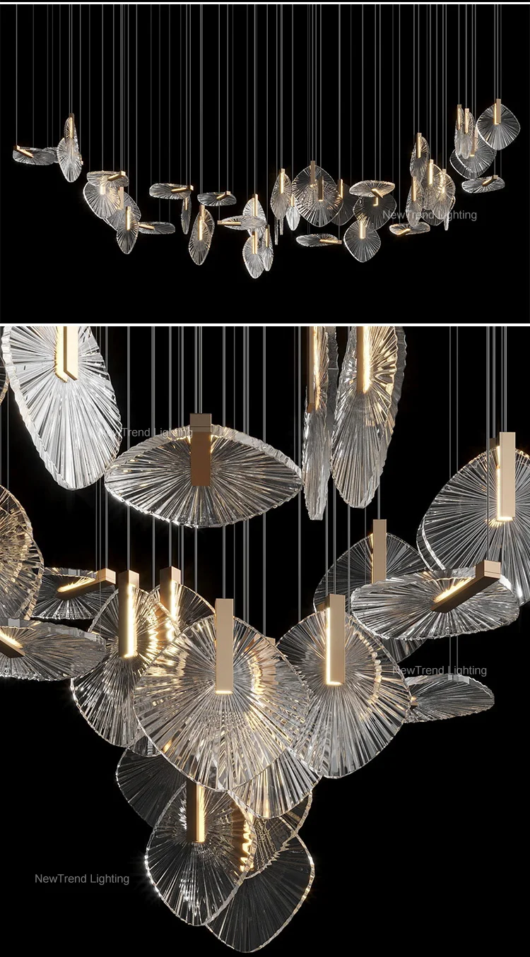 CPL-372 New Design Indoor Decoration Hanging Lighting Villa Hotel Restaurant Glass LED Chandelier details