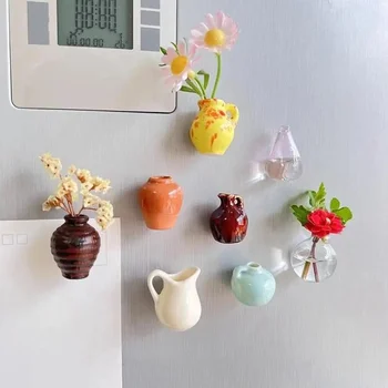 Simulation Ceramic Flower Fridge Magnets Fridge Magnetic Stickers Plant Flower Fridge Magnets