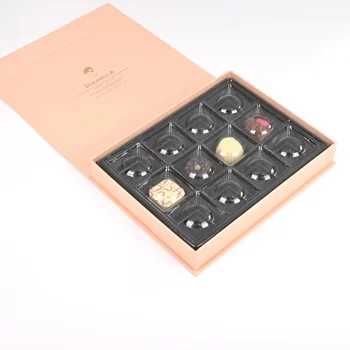 Food Grade Flip Top Magnetic Lid Paper Cardboard with Dividers Truffle Packaging Luxury Chocolate Boxes