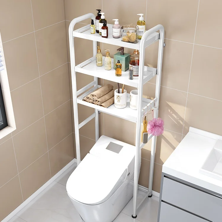 2022 New home & organization over the toilet paper rack shelf 2layer metal bathroom washing machine stacking storage organizer