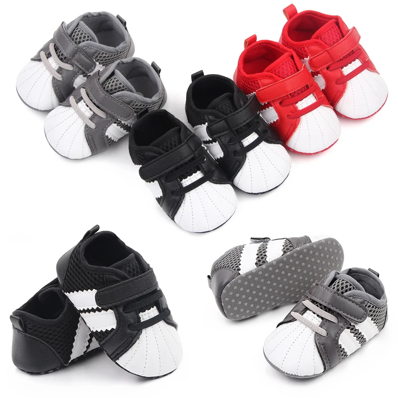 Shell Head Color Mesh Breathable Slashes Baby Soft Soled Toddler Shoes for Girls and Boys details