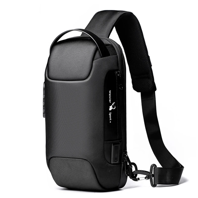 Male Shoulder Bags USB Charging Crossbody Bags Men Anti Theft Chest Bag School 
