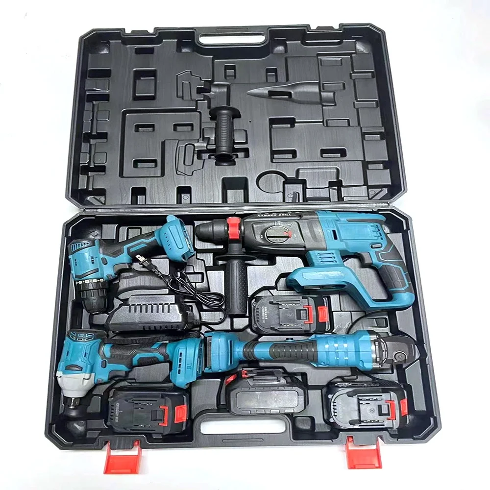 4pcs Lithium Battery Brushless Power Drill Combo Set