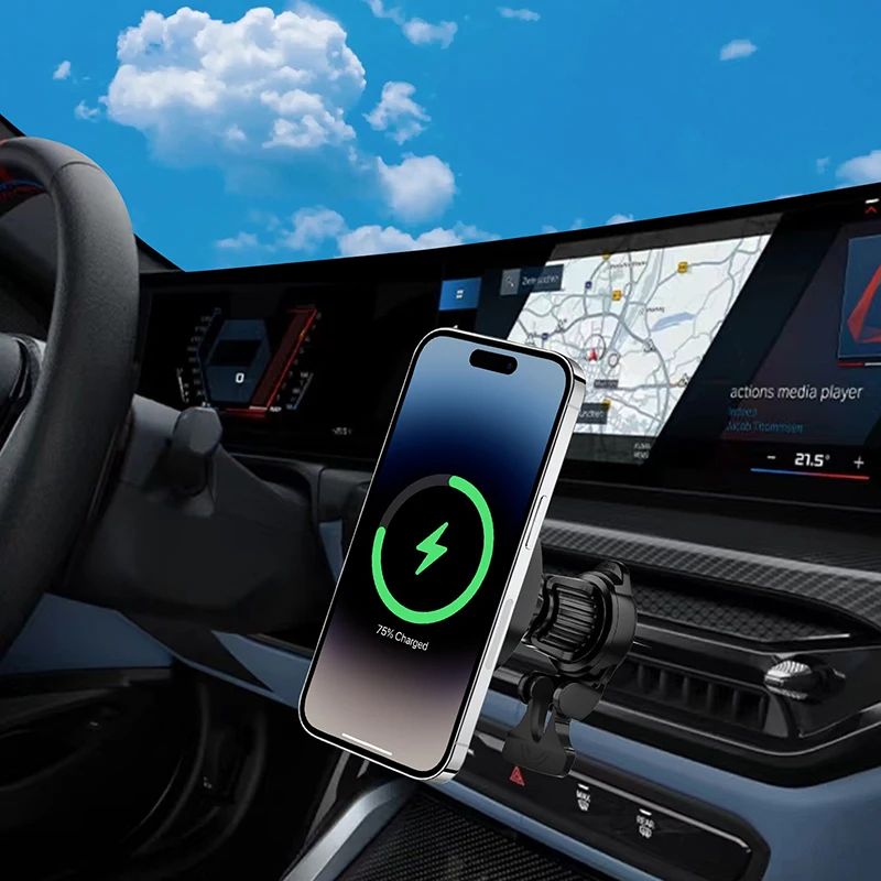 2025 New Products in Stock Magnetic Car Phone Charger 15W Wireless Charging for IPhone 15 16 Air Vent Phone Holder M1