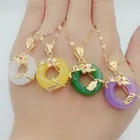 Necklace Women Name Necklace New Flower Peace Buckle Stainless Steel Natural Agate Jade Necklace For Women