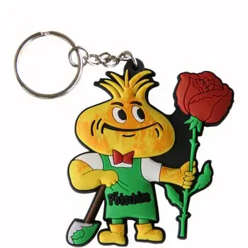 Wholesale promotional Custom Kid Keyring Key Chain Toy Rubber 3D Soft Anime PVC animated   Keychain machine