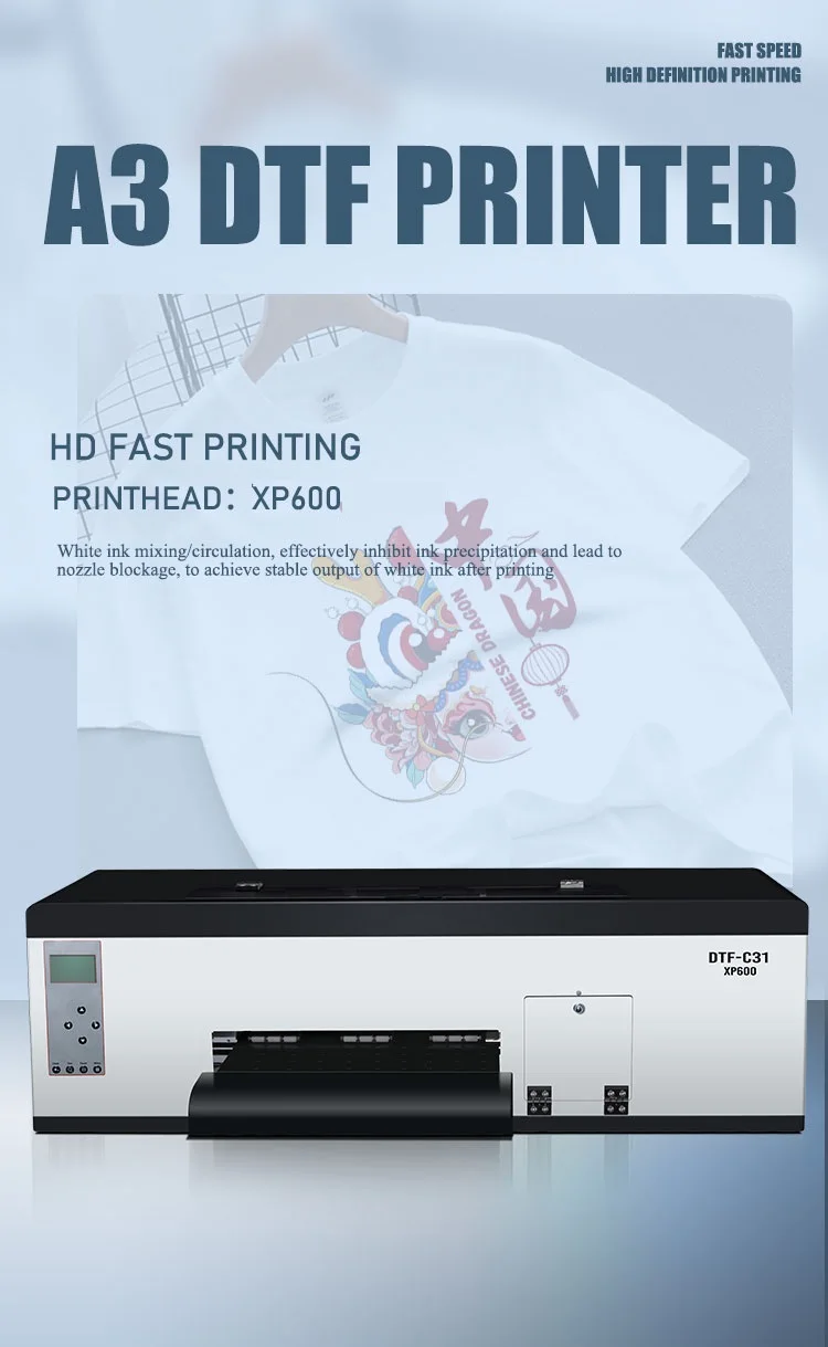 Hot Sale Factory Direct Supply Single Head A3+ 33cm C31 Eps XP600 DTF Printer for DTF Digital Printing for DIY Logo Design