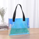 Custom Hologram Clear Laser Gift Hand Bag Waterproof Pvc Transparent Holographic Packaging Summer Tote Bag