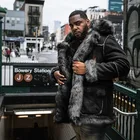 Men Men Coat Men New Style Large Size Faux Leather Velvet Coat Men's Long Coat Winter Men Casual Coats