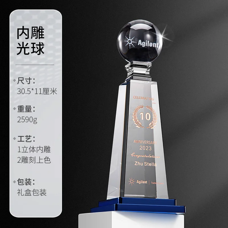 New Arrived Globe Design Customized Logo Crystal Trophy Football Trophy Annual Meeting Award supplier