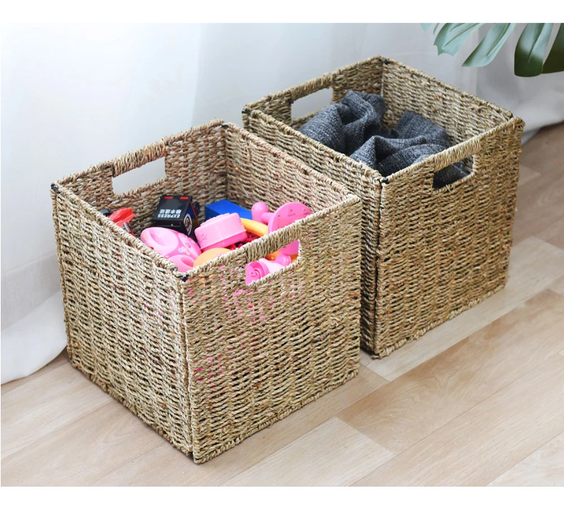 Seagrass Basket Storage Baskets Box Foldable With Handle Portable