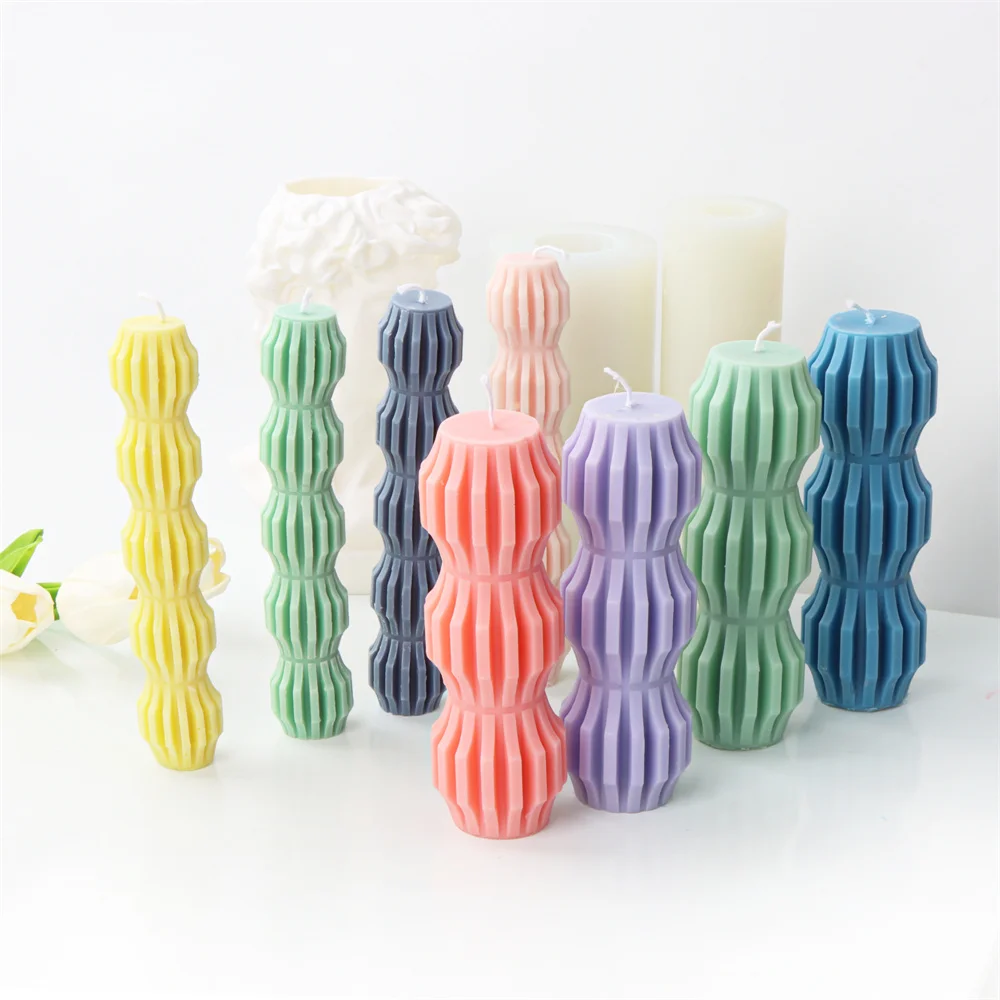 Cylindrical Tall Pillar Candle Molds Aesthetic Twist Silicone Mold