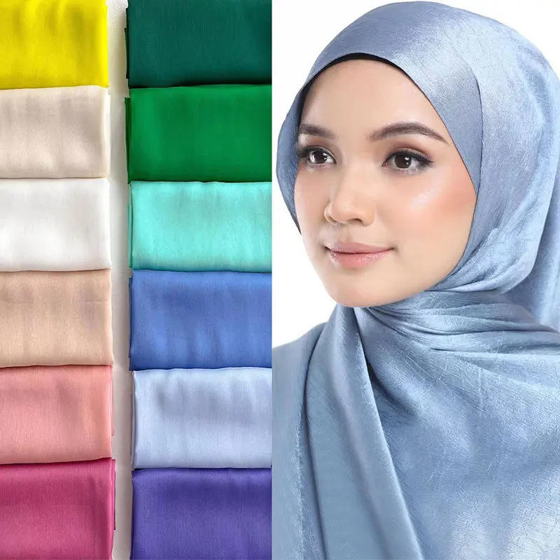 Wholesale Women Muslim Hijab Shawls Thin Style Silk Headband Muslim Hijabs Headscarf Gauze Scarf Vacation Hijab