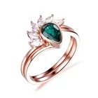 Wedding Band 925 Sterling Silver Pear Emerald 5x7mm Engagement Ring Bridal Sets Marquise Diamond Tiara Wedding Band