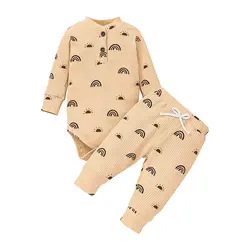 New arrival 2022 spring autumn long sleeve rompers tops+trousers 2pcs newborn baby outfits infant clothing sets