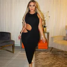 Women 2021 Summer Trendy Sexy Long Maxi Bodycon Women Hollow Out Elegant Casual Dress