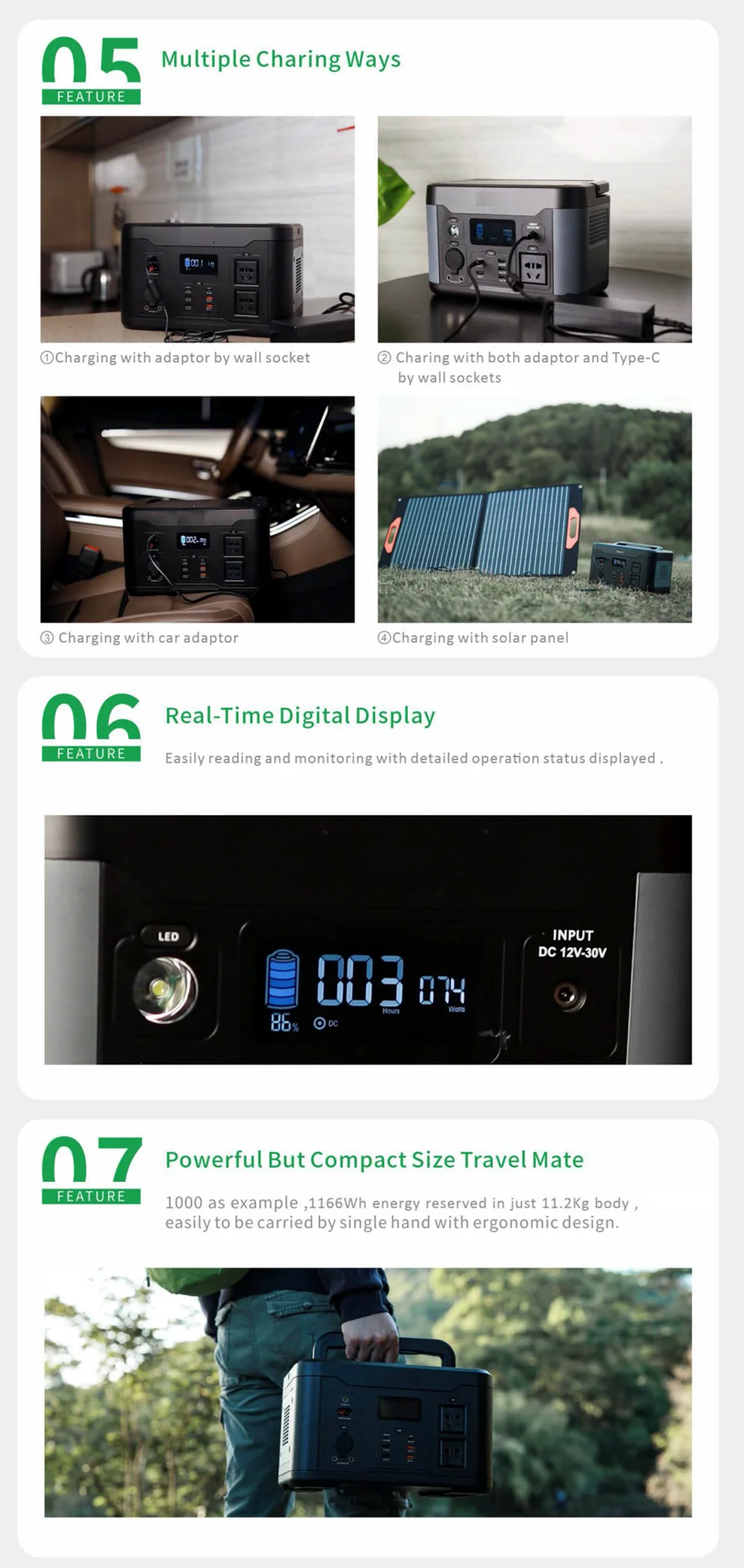 OEM ESS 300W 500W 1000W  lithium battery home outdoor portable generator energy storage  power supply system