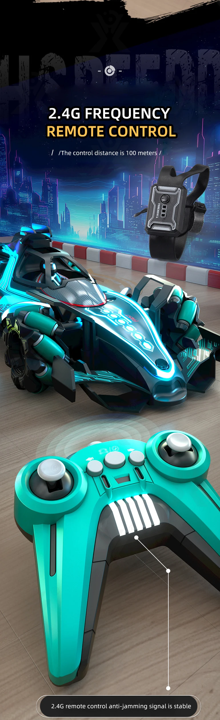 Chengji 2.4g Drift Rc Car 4wd Rc Drift Car Toy Remote Light Music Spray Hand Gesture Remote Control Rc Stunt Car