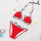 Swimsuit Swimwear Swimsuit Wholesale Women Solid Color Split Bikini Letter Swimwear Spot Swimsuit