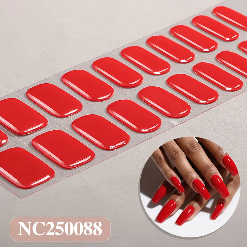 product wholesale custom salon quality high glossy solid color semicured gel nail polish strips need uv lamp harden-2