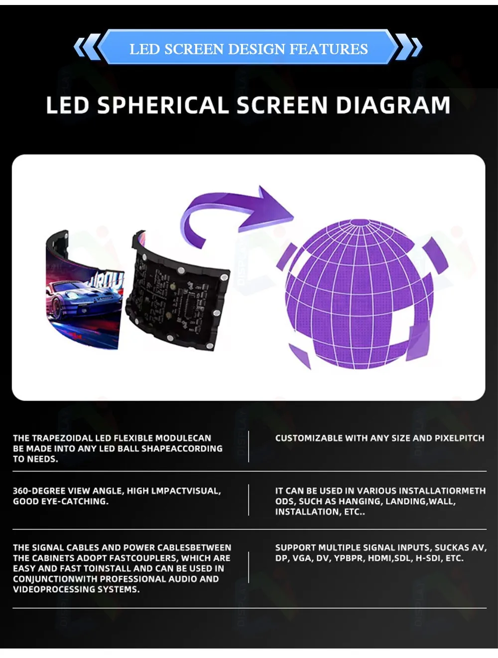 Creative Sphere LED Screen Customized Size Flexible Large Full Color Ball Spherical Shape Globe LED Video Display Video Wall supplier