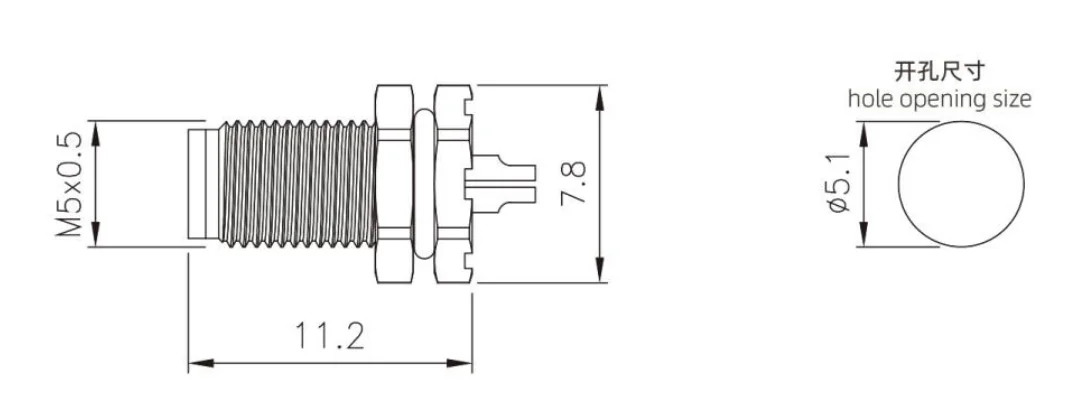 M5 Male Back Mount Socket 3/4pin Black 20A Solder IP67 Adaptor BNC Connector for Automotive 8P Three Phase