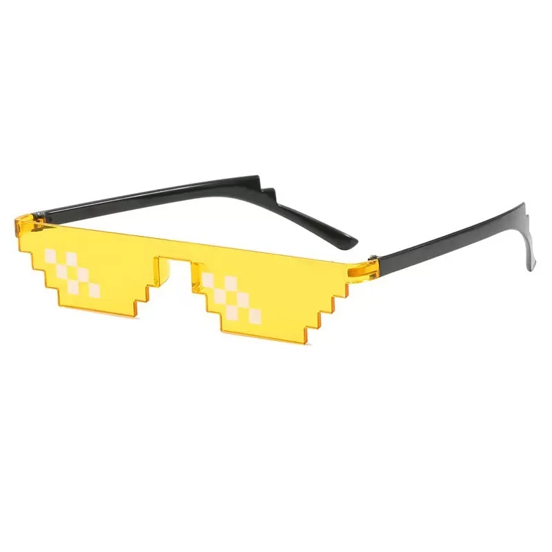 厂家直销方格马赛克像素无框太阳镜彩色嘻哈派对眼镜