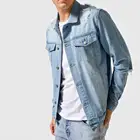 Jacket Jackets SKYKINGDOM Cheapest Factory Price Long Sleeve Trucker Jacket Casual Light Blue Man Denim Jackets