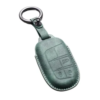 Leather Car Remote Key Case Cover For Jeep Grand Cherokee Chrysler 300C Commander Limited Renegade Fiat Freemont Key Accessories