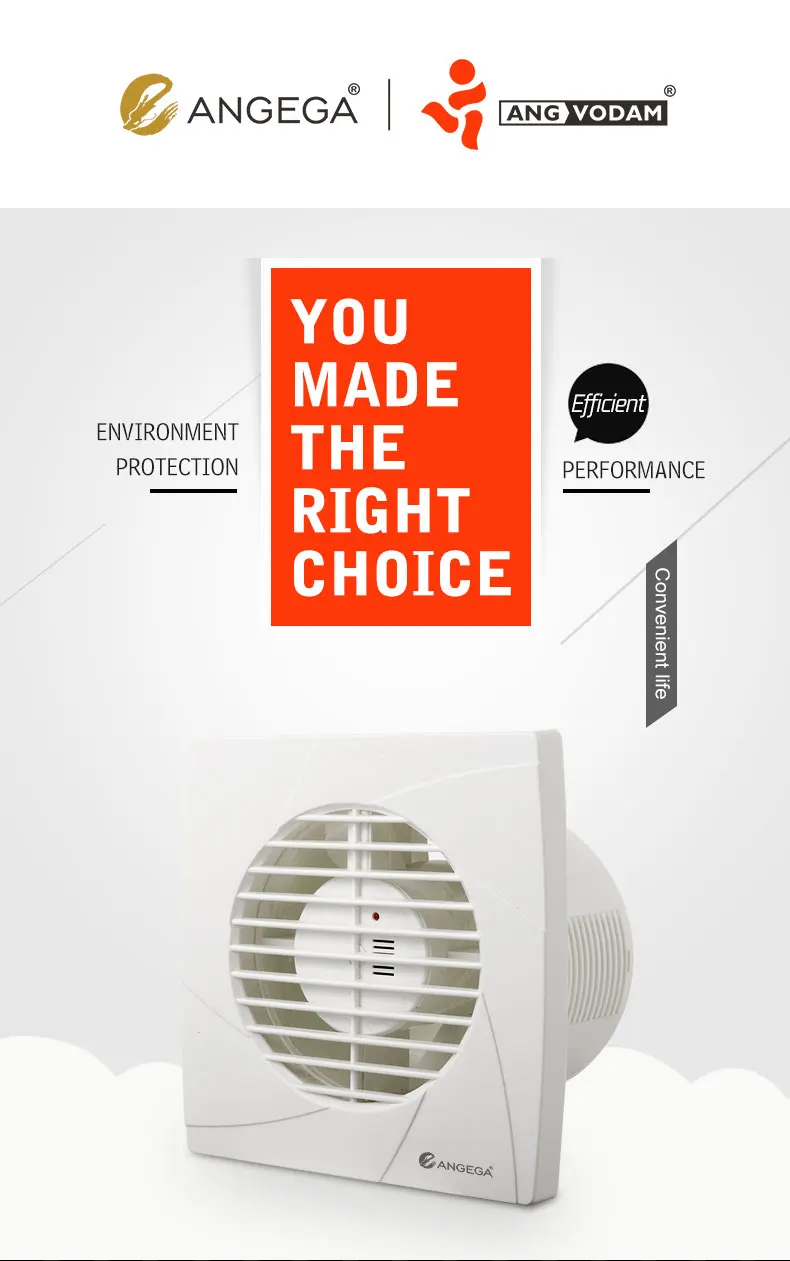 Angega B-456inch Exhaust Fan, B-4"5"6"inch, Plastic, Wall - detail 2