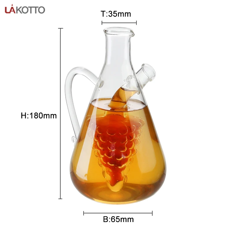 kitchen transparent glass oil vinegar filter pot for kitchen two spout glass castor with handle and cork lid