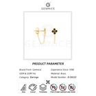 Black Studs Earring Gemnel Custom Jewelry Brass 18k Gold Plated Mini Beaded Black Zircon Chain Studs Earring