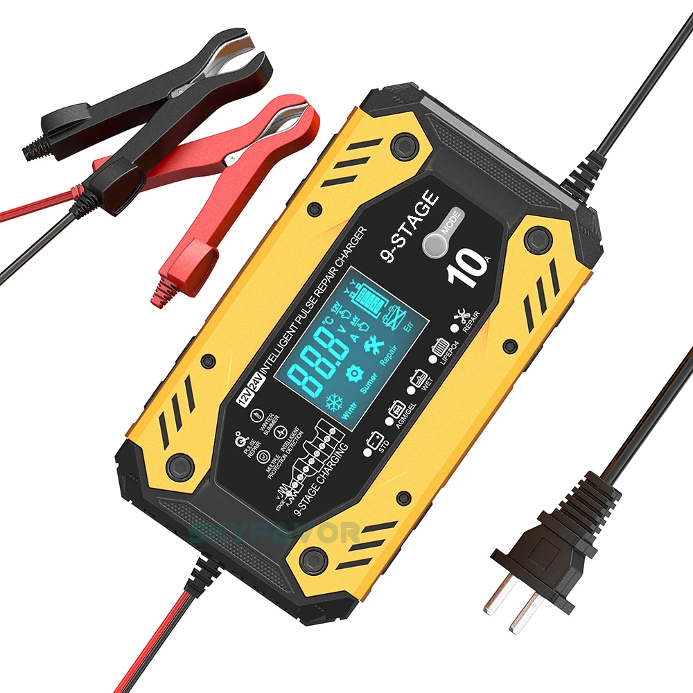 Lead acid lifepo4 12volt 50ah battery charger 12V 24V 10A Multi-function universal LFP AGM GEL ARM pulse repair battery charger