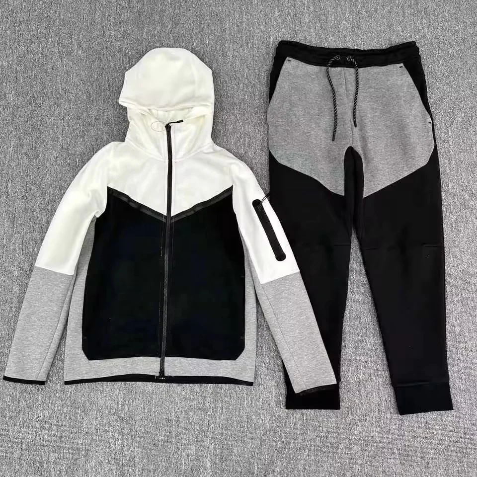 Men's Hooded Athletic Tracksuit Casual 2 Pieces Suits Color Block Hoodies and Sweatpants Set