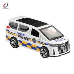Chengji 1:32 simulation three door opening pull back metal diecast vehicle toy alloy police car model for kids
