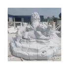 Carved Good Quality Marble Stone Lions Statue Hand Carved Marble Lion Family For Decoration