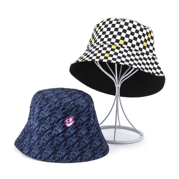 Autumn and winter new hat outdoor sunhat male and female printed bucket hat double-sided wearable embroidery bucket hat custom