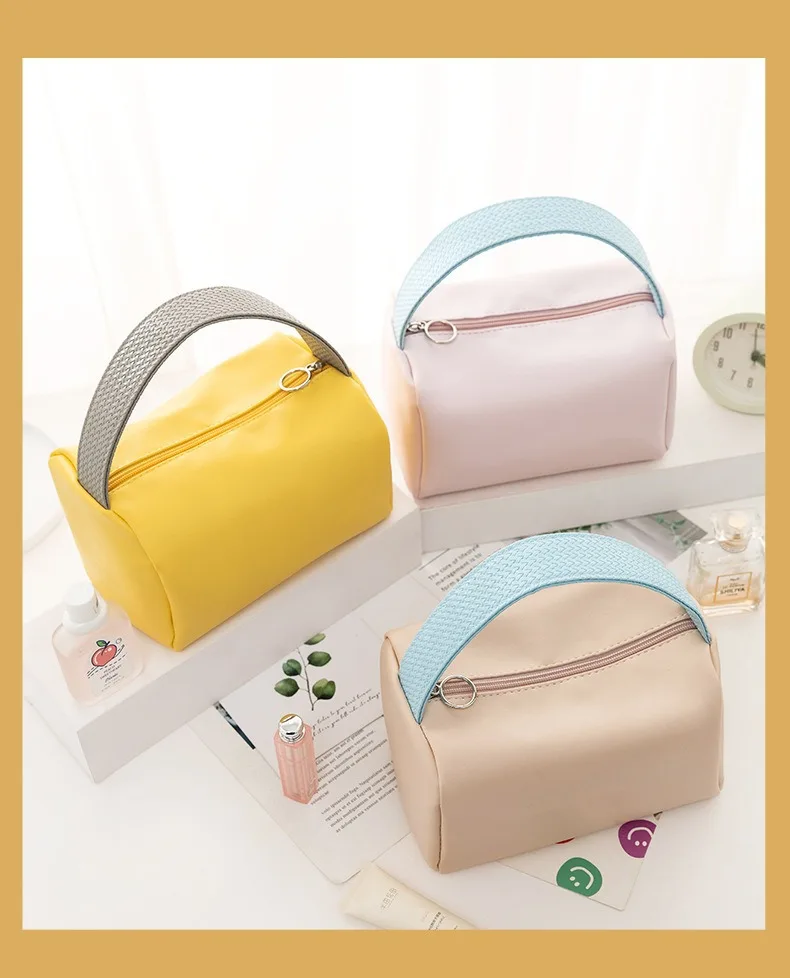 Large Capacity Waterproof Travel Portable Storage Bag PU Zipper Pure Color Cosmetic for Toiletry Bag manufacture