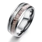 Ring Band Unisex Meteorite Antlers Inlaid Stainless Steel Ring Wedding Band For Man Titanium Ring