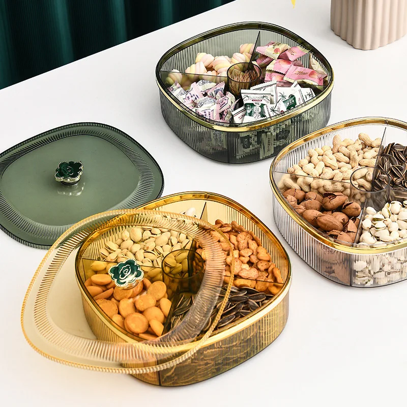 Amazon Hot Selling  Fruit Plate Luxury Fruit Snacks Candy Plate Dried Fruit Storage Box with Lid