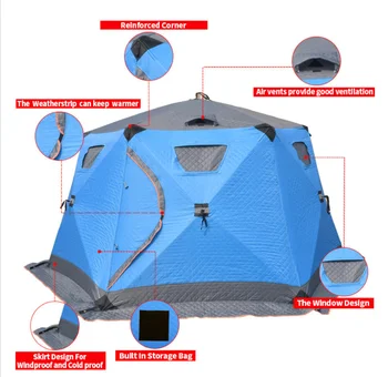 Wholesale Portable Cube Ice Fishing Tent Camping Outdoor Shelters Winter Thermal Insulated Ice Fishing Tent For 5-8 Person