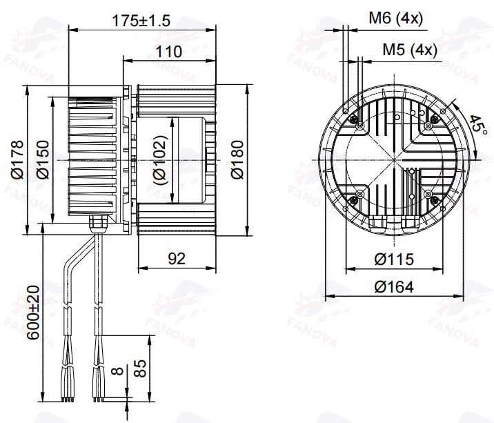 Centrifugal Fan, FANOVA, IP55, 180mm, 24V - detail 18
